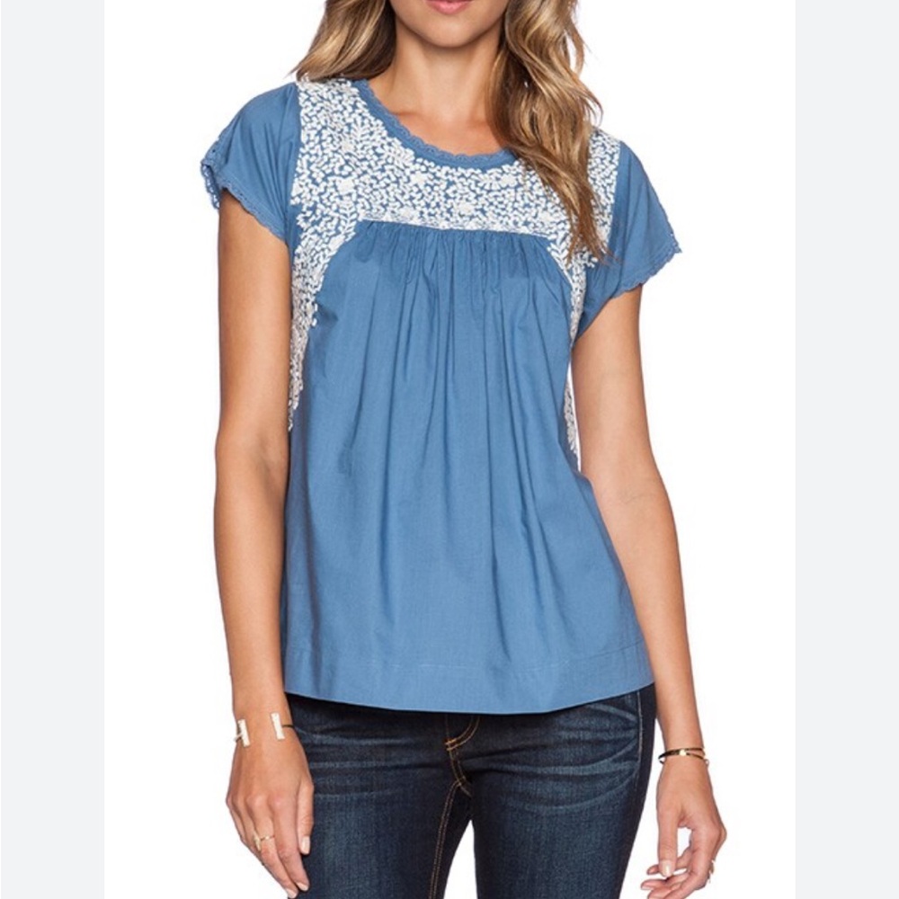 Ulla Johnson Calla Blouse in Cornflower